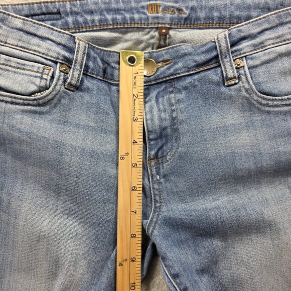 Kut From The Kloth Jeans Womens 6 Blue Cuffed Distressed Raw Hem Cropped Denim - Picture 9 of 10